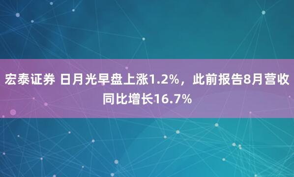 宏泰证券 日月光早盘上涨1.2%，此前报告8月营收同比增长16.7%